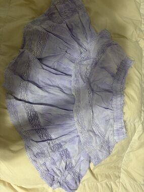 LoveShackFancy Lavender Ruffle Lace Mini Skirt